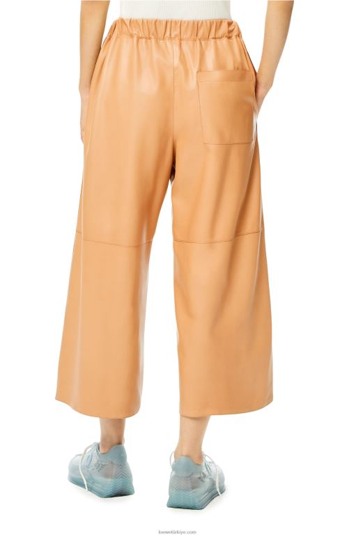 Loewe kırpılmış elastik pantolon 026001146 kadınlar tereyağı
