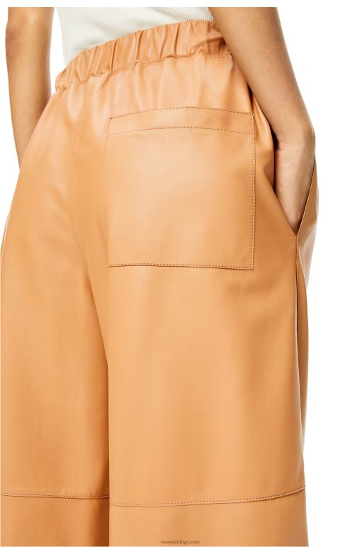 Loewe kırpılmış elastik pantolon 026001146 kadınlar tereyağı