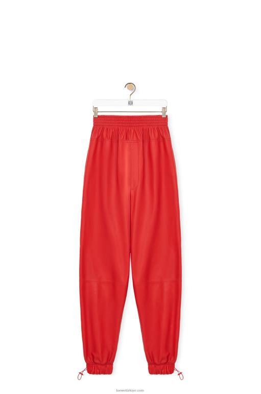 Loewe napa kumaştan elastik pantolon 026001108 kadınlar kırmızı