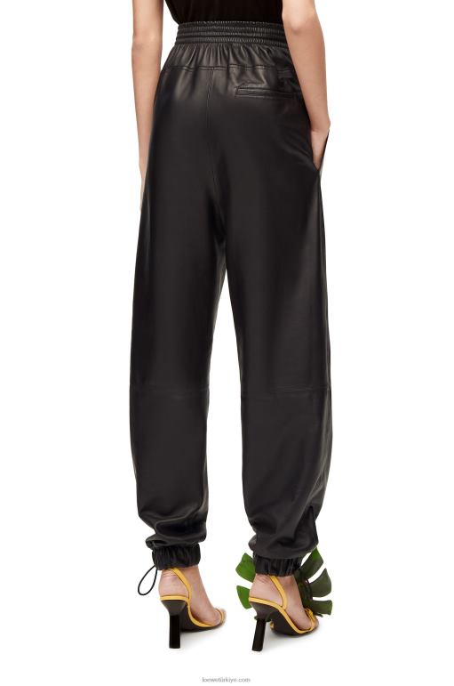 Loewe napa kumaştan elastik pantolon 026001109 kadınlar siyah