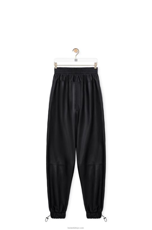 Loewe napa kumaştan elastik pantolon 026001109 kadınlar siyah
