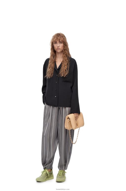 Loewe ipek anagram pijama bluz 02600927 kadınlar koyu mavi