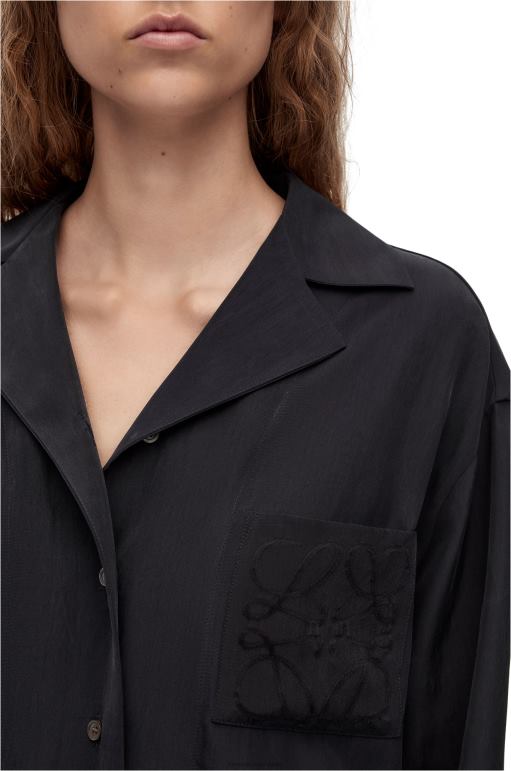 Loewe ipek anagram pijama bluz 02600927 kadınlar koyu mavi