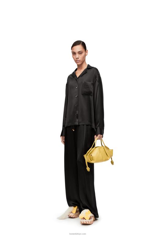 Loewe ipek pijama bluzu 02600886 kadınlar siyah