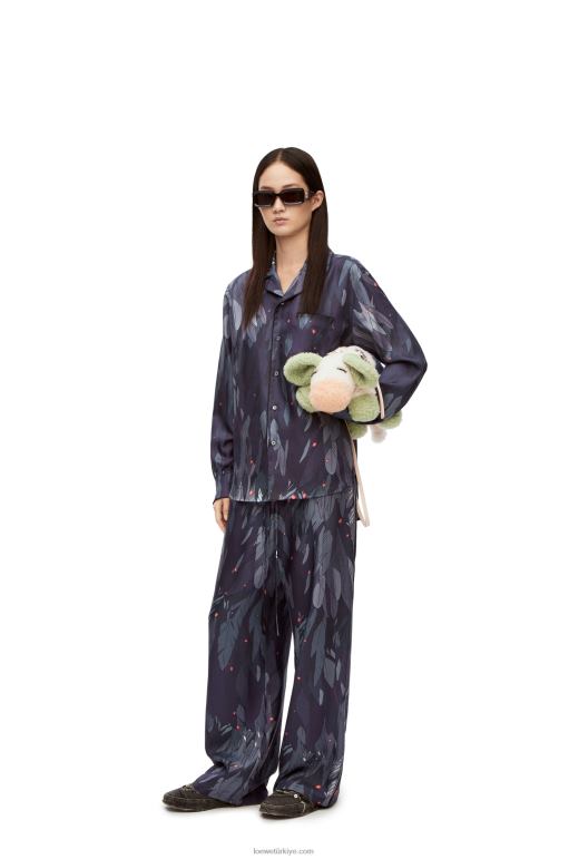 Loewe ipek tüylü pijama bluz 02600944 kadınlar lacivert