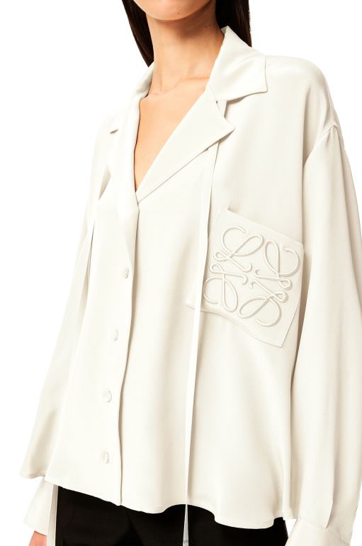 Loewe saten anagram işlemeli pijama bluz 02600952 kadınlar beyaz