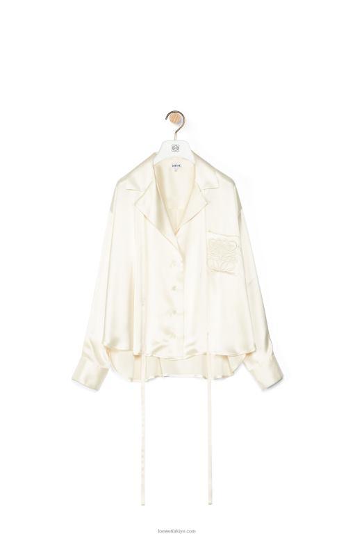 Loewe saten anagram işlemeli pijama bluz 02600952 kadınlar beyaz