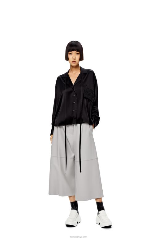Loewe saten anagram işlemeli pijama bluz 02600953 kadınlar siyah