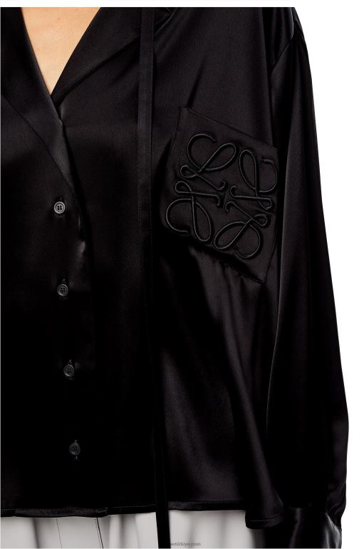 Loewe saten anagram işlemeli pijama bluz 02600953 kadınlar siyah