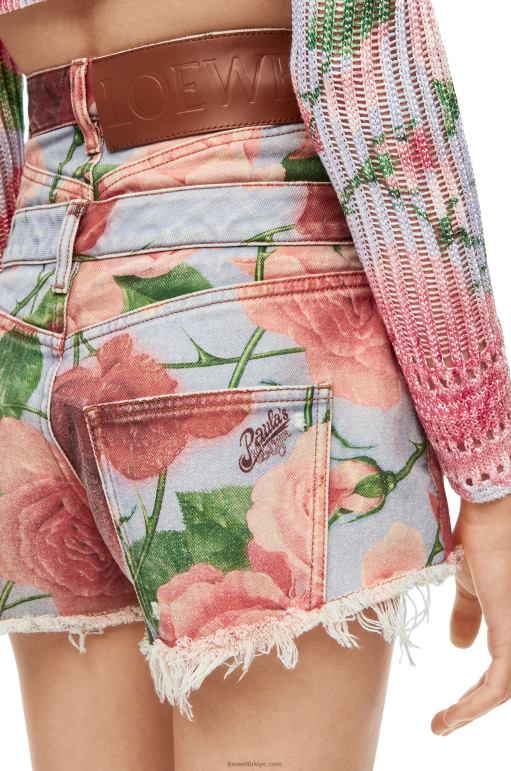 Loewe denim gül şort 026001167 kadınlar Pembe kırmızı