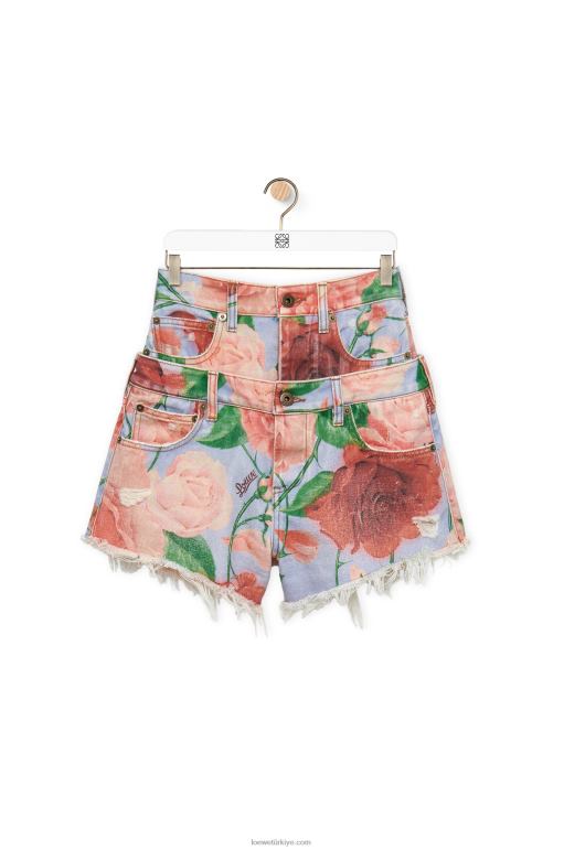 Loewe denim gül şort 026001167 kadınlar Pembe kırmızı
