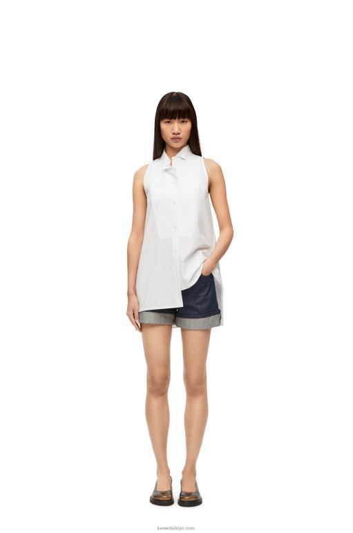 Loewe denimden kıvrık şortlar 026001165 kadınlar ham kot