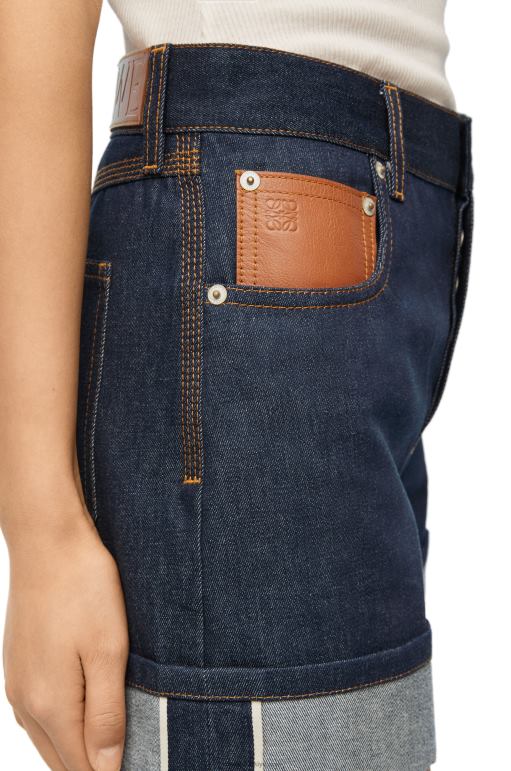Loewe denimden kıvrık şortlar 026001165 kadınlar ham kot
