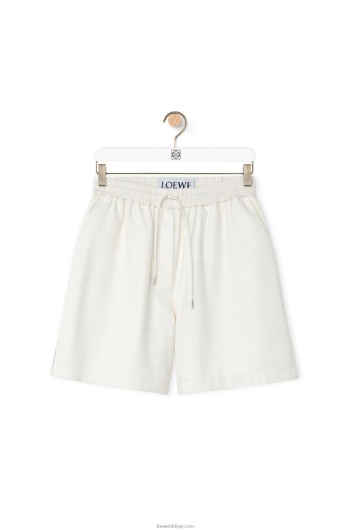 Loewe napa kuzu derisinden şort 026001106 kadınlar beyaz