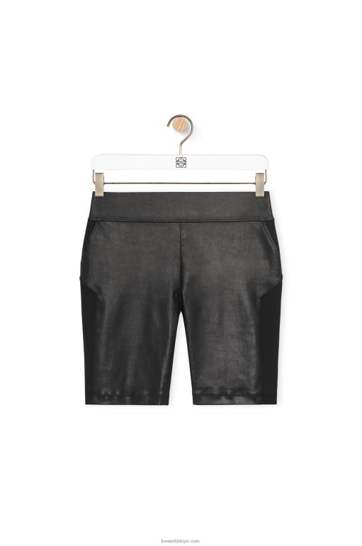 Loewe napa streç bisiklet şortu 026001128 kadınlar siyah