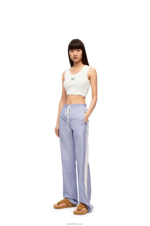 Loewe pamuklu kısa anagram kolsuz bluz 02600905 kadınlar beyaz/lacivert