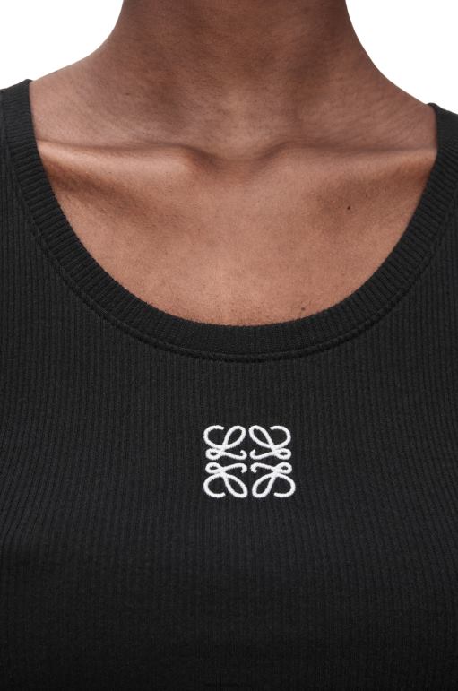 Loewe pamuklu kısa anagram kolsuz bluz 02600906 kadınlar siyah beyaz