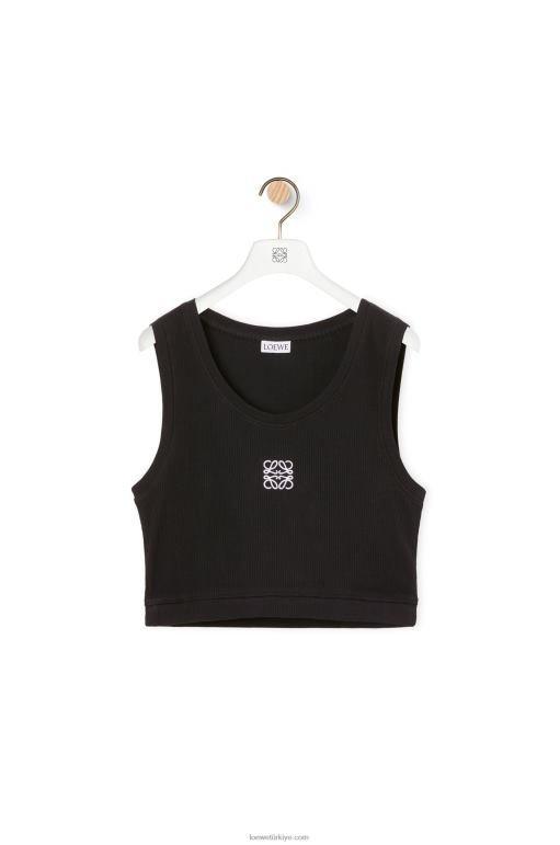 Loewe pamuklu kısa anagram kolsuz bluz 02600906 kadınlar siyah beyaz