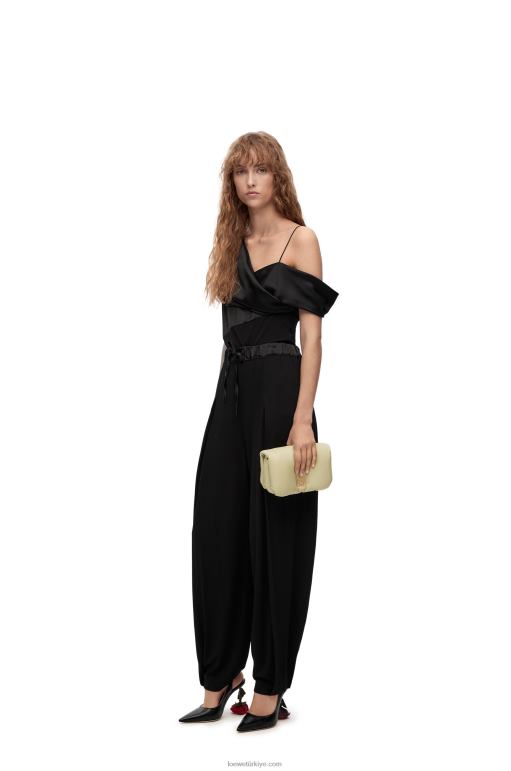 Loewe saten ve krep asimetrik top 02600914 kadınlar siyah