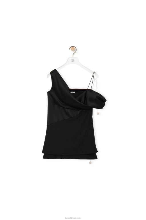 Loewe saten ve krep asimetrik top 02600914 kadınlar siyah