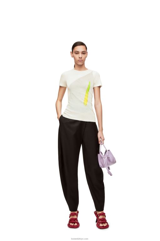 Loewe Ribanalı pamuklu jarseden antoryum top 02600883 kadınlar beyaz/çok renkli