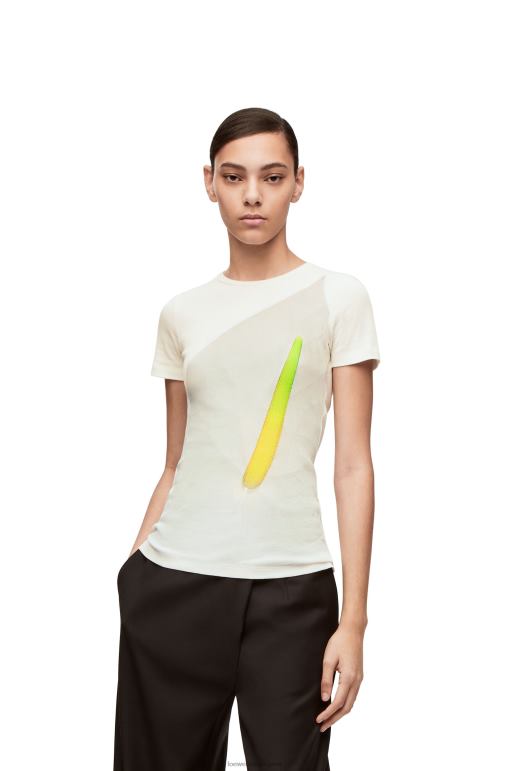 Loewe Ribanalı pamuklu jarseden antoryum top 02600883 kadınlar beyaz/çok renkli