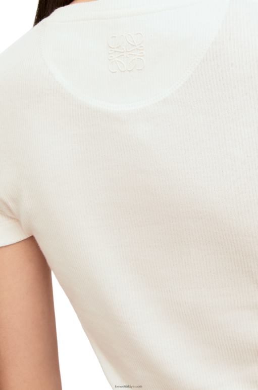 Loewe Ribanalı pamuklu jarseden antoryum top 02600883 kadınlar beyaz/çok renkli
