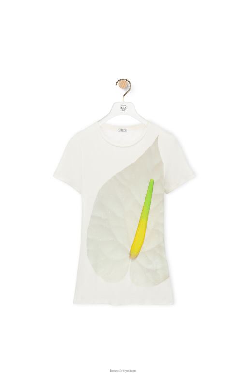 Loewe Ribanalı pamuklu jarseden antoryum top 02600883 kadınlar beyaz/çok renkli