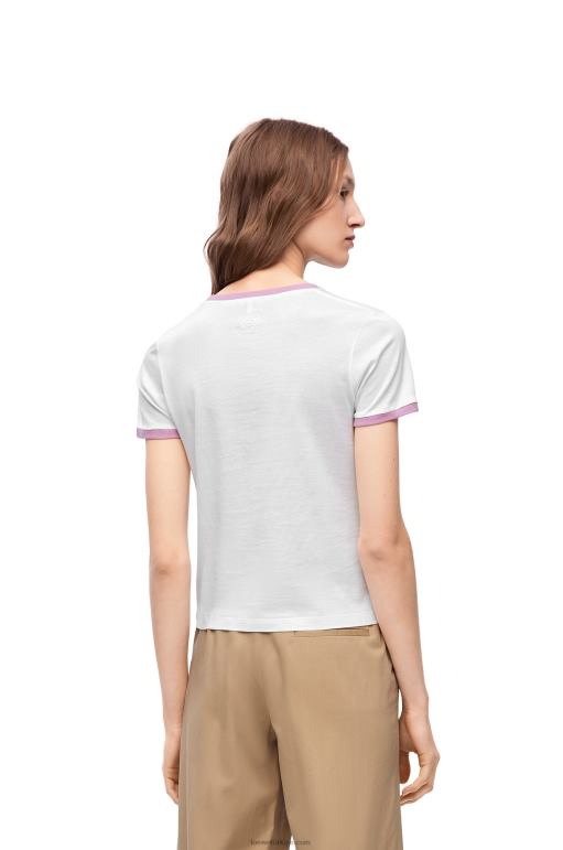 Loewe maruja mallo dar kesim pamuklu t-shirt 02600776 kadınlar beyaz/çok renkli