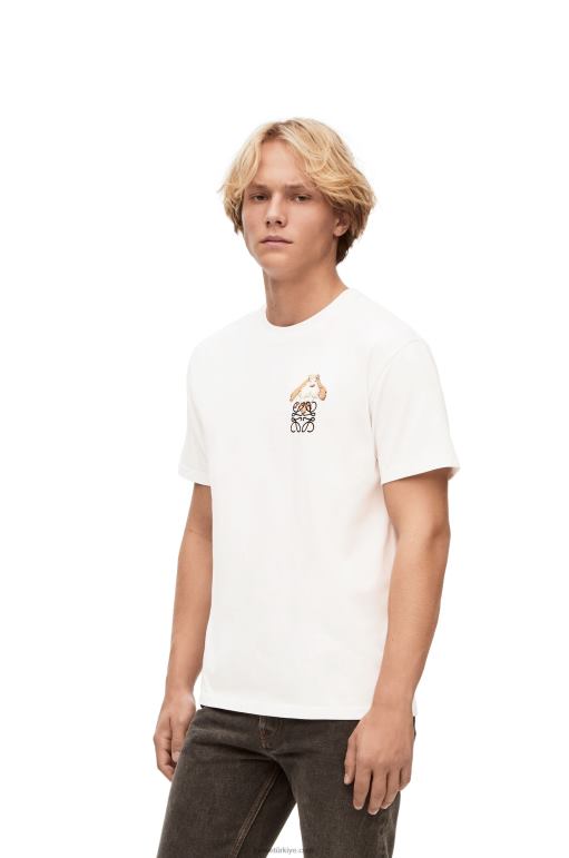 Loewe pamuk heen anagram t-shirt 02600845 kadınlar beyaz