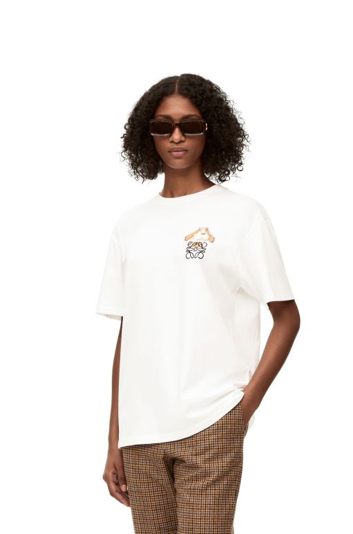 Loewe pamuk heen anagram t-shirt 02600845 kadınlar beyaz