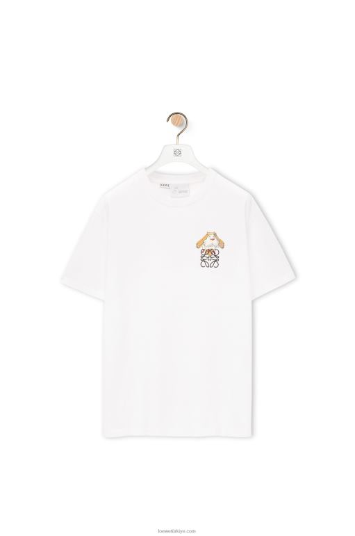 Loewe pamuk heen anagram t-shirt 02600845 kadınlar beyaz