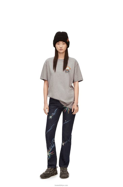 Loewe pamuk heen anagram t-shirt 02600846 kadınlar Gri karışım