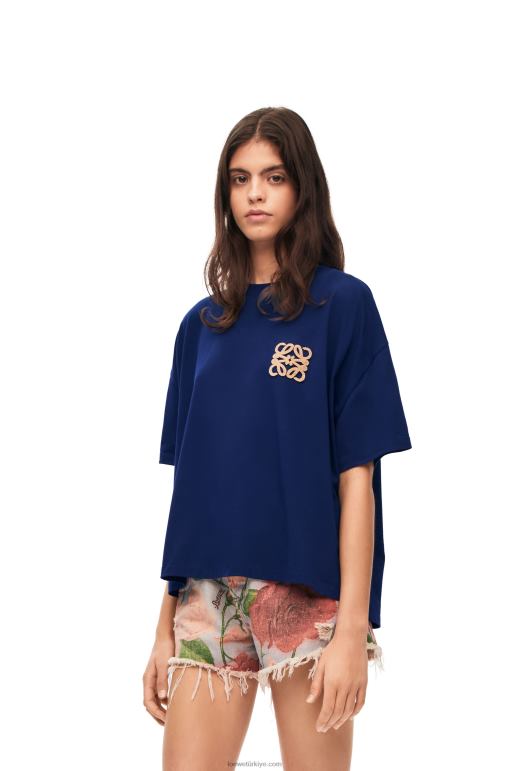 Loewe pamuklu anagram zanaat t-shirt 02600794 kadınlar çivit mavisi