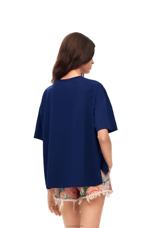 Loewe pamuklu anagram zanaat t-shirt 02600794 kadınlar çivit mavisi