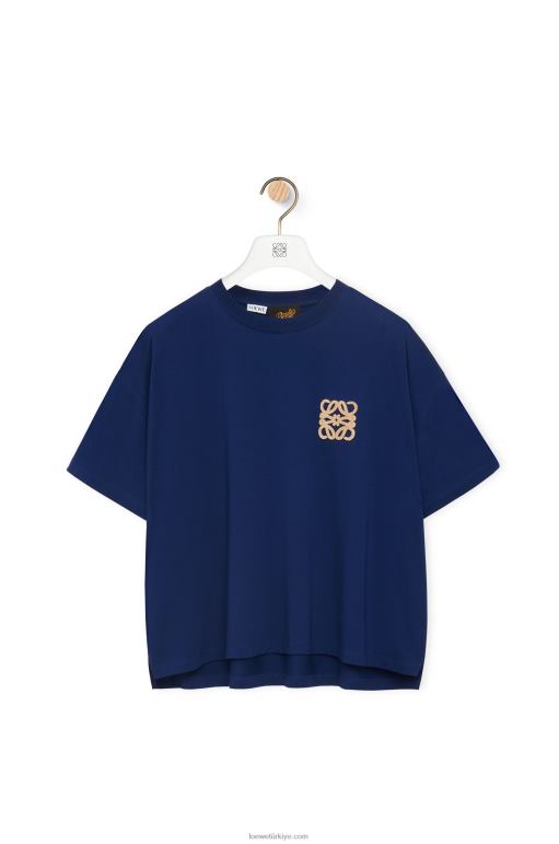 Loewe pamuklu anagram zanaat t-shirt 02600794 kadınlar çivit mavisi