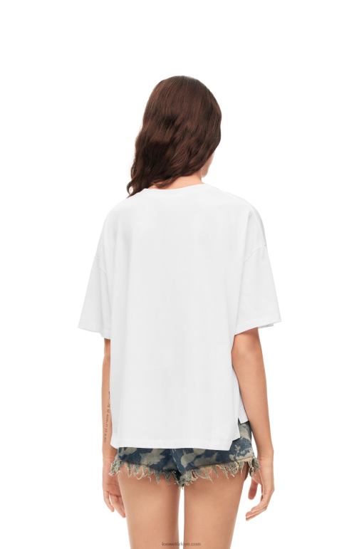 Loewe pamuklu anagram zanaat t-shirt 02600795 kadınlar beyaz/bej