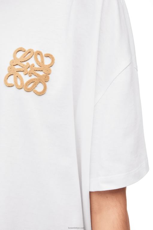 Loewe pamuklu anagram zanaat t-shirt 02600795 kadınlar beyaz/bej