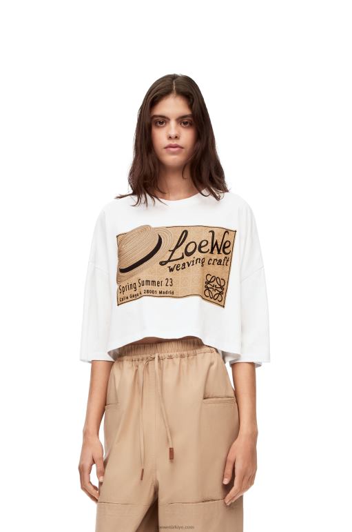Loewe pamuklu şapka t-shirt 02600792 kadınlar beyaz