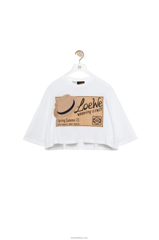 Loewe pamuklu şapka t-shirt 02600792 kadınlar beyaz