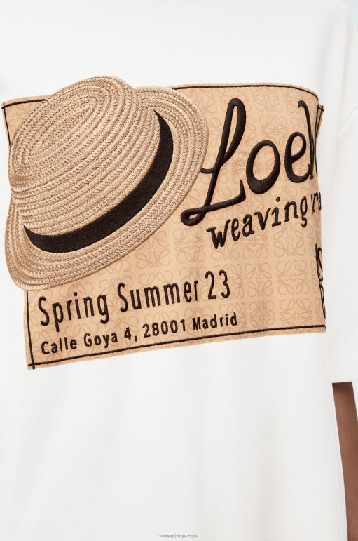 Loewe pamuklu şapka tişört elbise 02600791 kadınlar beyaz