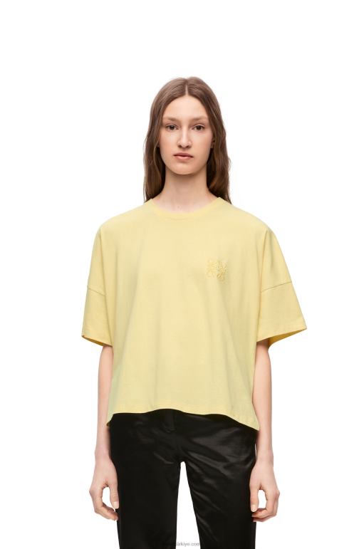 Loewe pamuklu dar kesim t-shirt 02600780 kadınlar hafif limon
