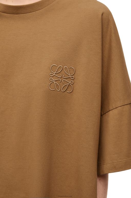 Loewe pamuklu dar kesim t-shirt 02600781 kadınlar kara deve