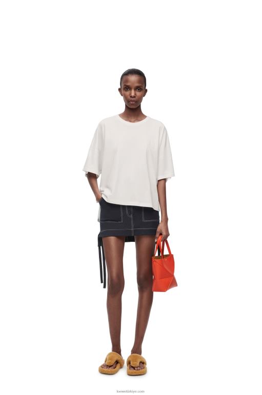 Loewe pamuklu dar kesim t-shirt 02600800 kadınlar beyaz