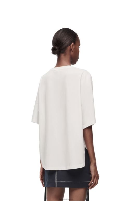Loewe pamuklu dar kesim t-shirt 02600800 kadınlar beyaz