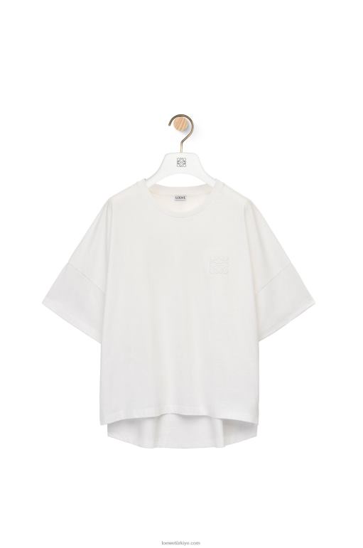 Loewe pamuklu dar kesim t-shirt 02600800 kadınlar beyaz
