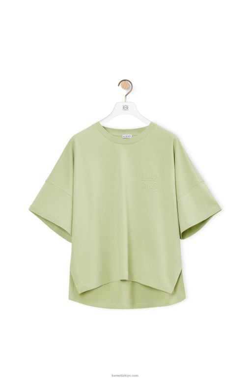 Loewe pamuklu dar kesim t-shirt 02600814 kadınlar soluk yeşil