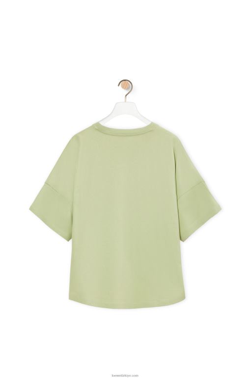 Loewe pamuklu dar kesim t-shirt 02600814 kadınlar soluk yeşil