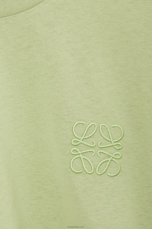 Loewe pamuklu dar kesim t-shirt 02600814 kadınlar soluk yeşil