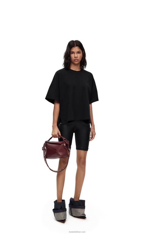 Loewe pamuklu dar kesim t-shirt 02600823 kadınlar siyah